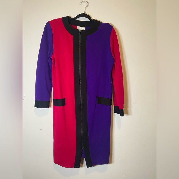 COPY - COPY - 80s Color Block Pink and Purple Jacket/Dress - Picture 2 of 8